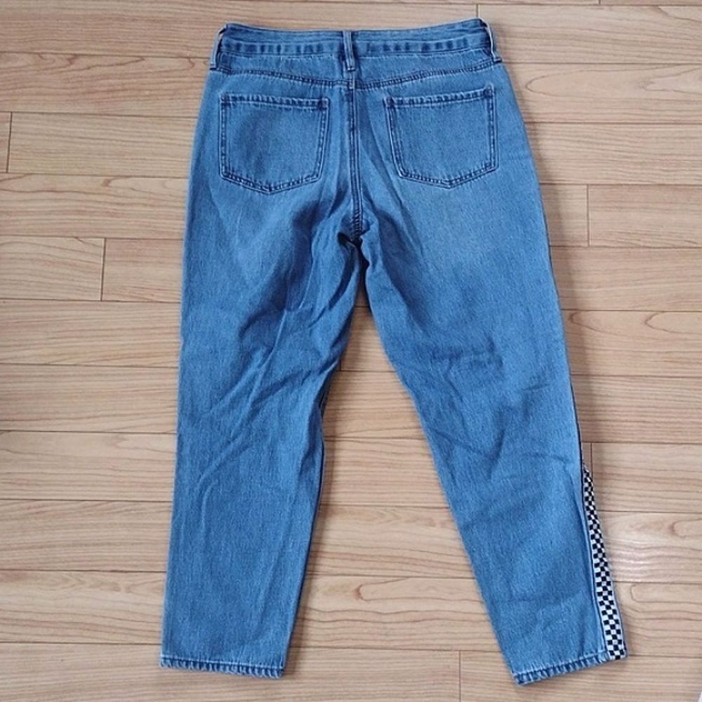Empyre Eileen Mom Jeans Distressed with Checkered Striping Size 7 - Picture 3 of 16